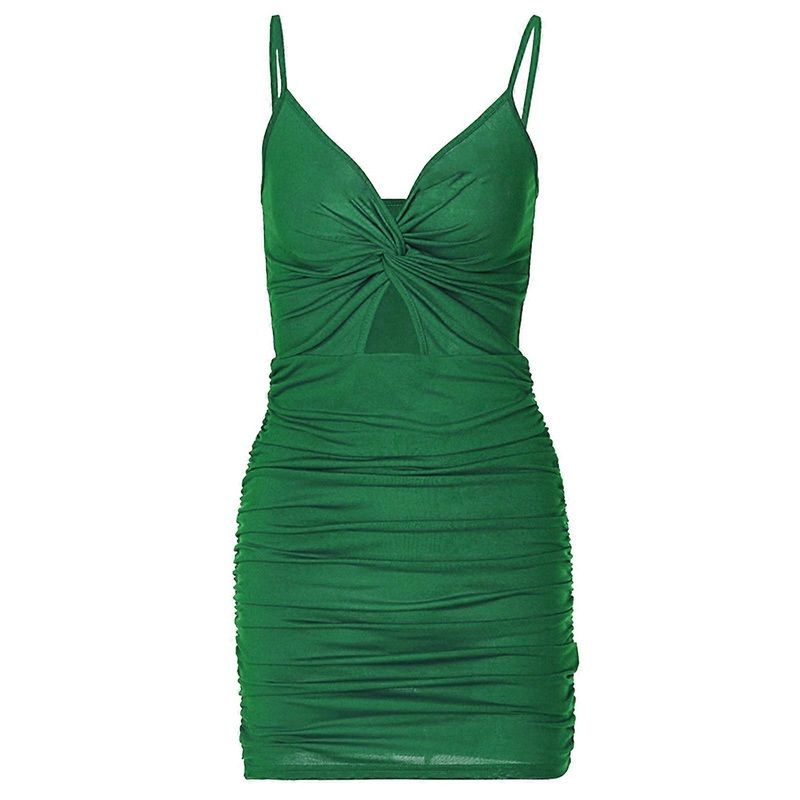 Bodycon Dress Wrap Ruched Wrap HollowOut V Neck Midriff Cutout Dress Women Spaghetti Strap Dresses For Women Bodycon  Green XXL | Fruugo SG
