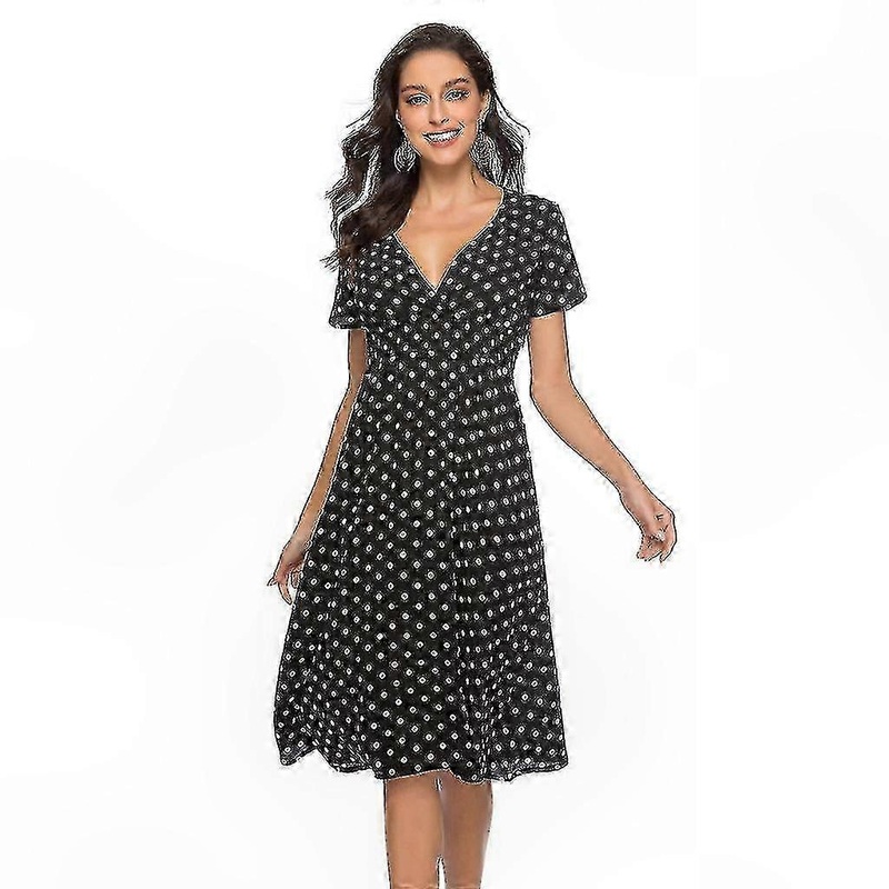 Floral Print V-Neck Short Sleeve Midi Dress for Women Summer Beach Boho Chiffon | Fruugo SG