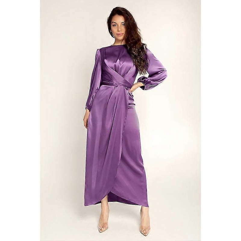 Women’s Satin Dress Swing Dress Long Dress Maxi Dress Green Black Purple Long Sleeve Pure Color Ruched Winter Fall Spring Crew Neck Fashion Winter Dre | Fruugo SG
