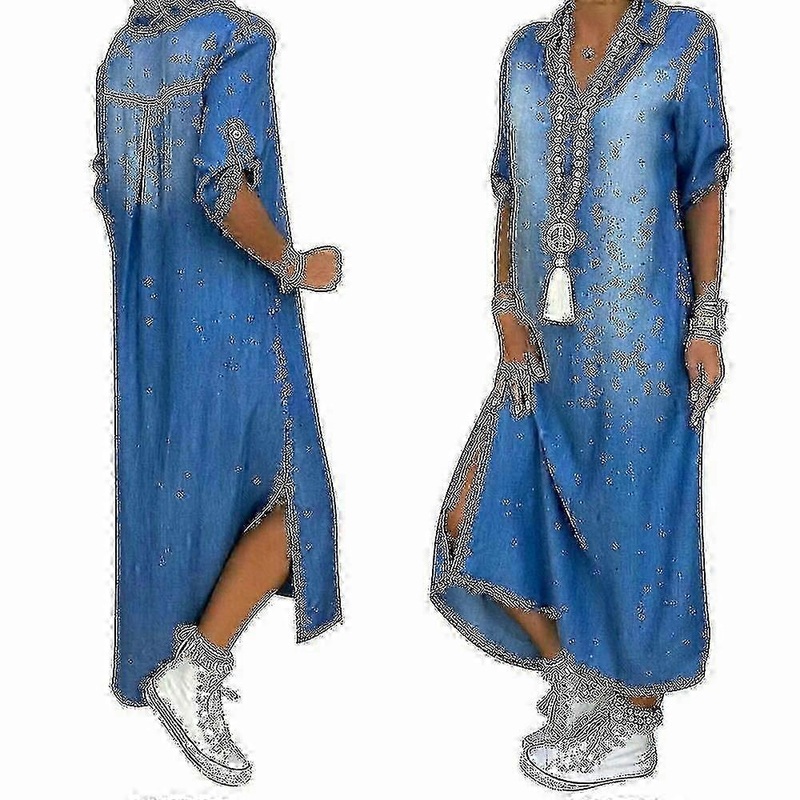 Women’s Summer Denim Maxi Dress – Loose Fit Casual Jeans Style for Comfort | Fruugo SG