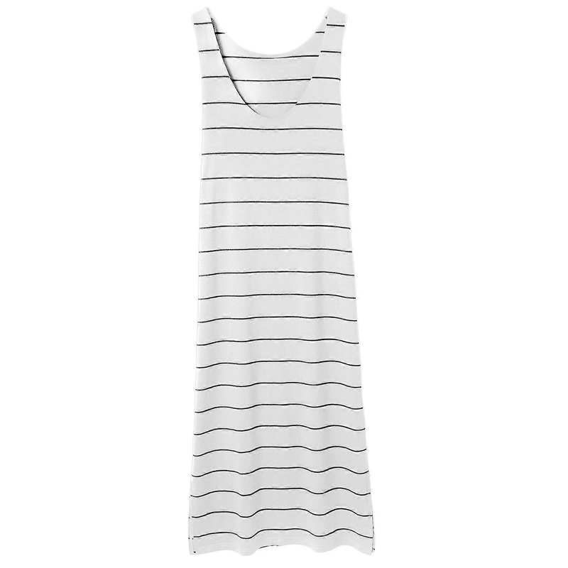 Women Sleeveless Dress Female Striped Dress Ladies Crew Neck Dress Holiday Dresses Summer Casual Long Dress Streetwear  White XL | Fruugo SG