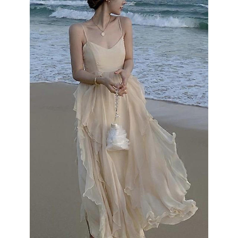 Women Summer Fashion Sexy Party Birthday Midi Dress New Female Elegant Holiday Party Vestdios Clothes-Beige,XL | Fruugo SG