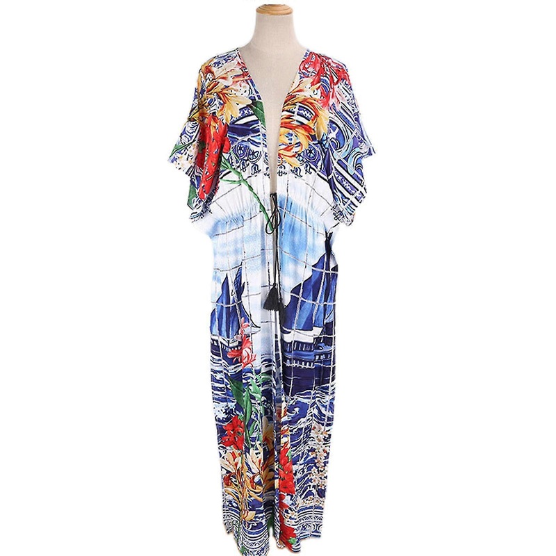 Womens Long Swimsuit Bathing Suit Cover Up Maxi Beach Dress Boho Deep V Neck Summer Dress Kaftan | Fruugo SG