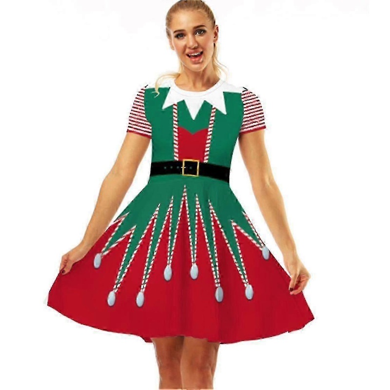 Womens Short Sleeve Casual A-line Christmas Dress,christmas Print Dress | Fruugo SG