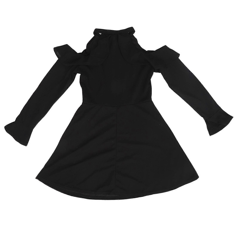A Line Short Dress Cold Shoulder Plain Color Long Bell Sleeve Short Dress for Women Lady Dating M Black | Fruugo SG