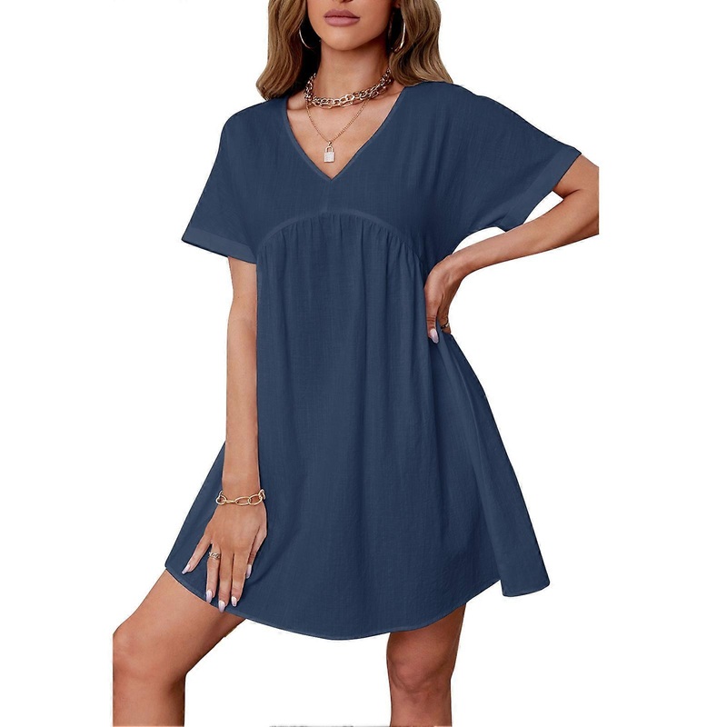 Batwing Sleeve Dress for Girls V Neck Pure Color Soft Skin Friendly A Line Dress Casual Dress for Daily Casual Date | Fruugo SG