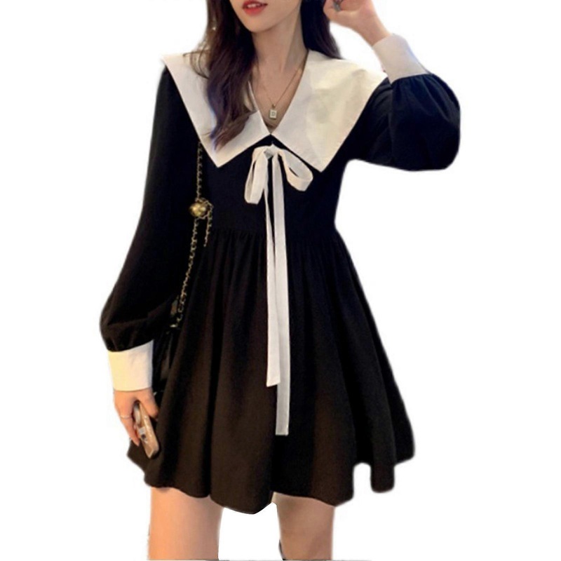 Long Sleeve Mini Dress French Lace V Neck Black White Puff Sleeve Women Summer Dress for Party Shopping Travel | Fruugo SG