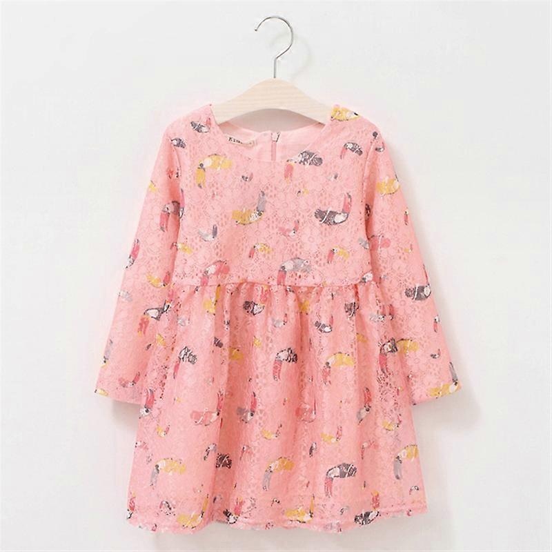 Swokii Spring Girl Dress Cute Pink Lace  Long Sleeved Dress Baby Kids Dresses For Girls Clothes Princess Dress -40 | Fruugo SG