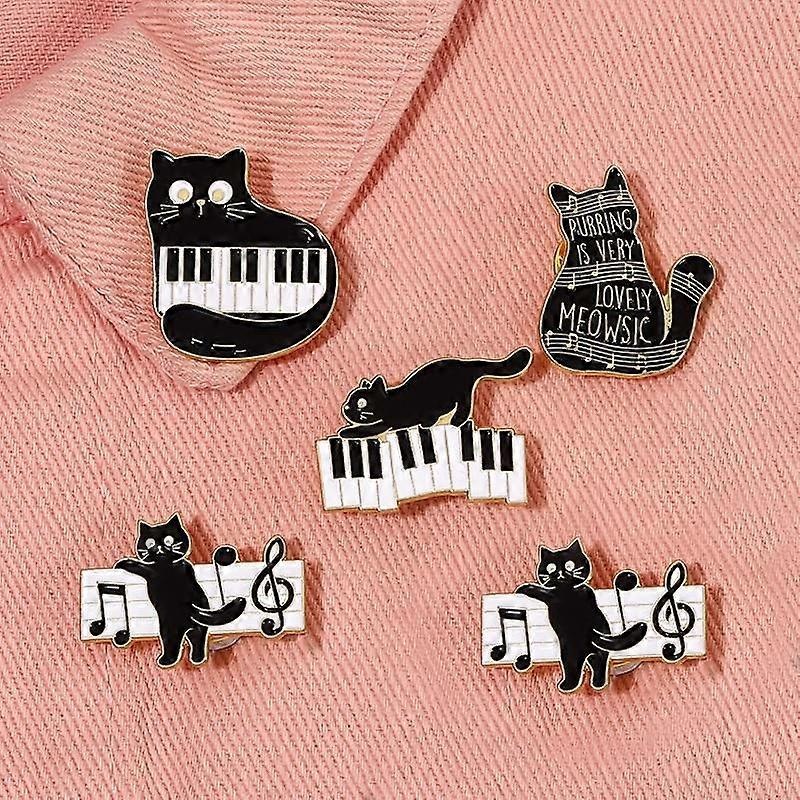 Women Girls Piano Notes Cartoon Cat Badge Ornament Coat Sweater Shirts Dress Bag Pins | Fruugo SG