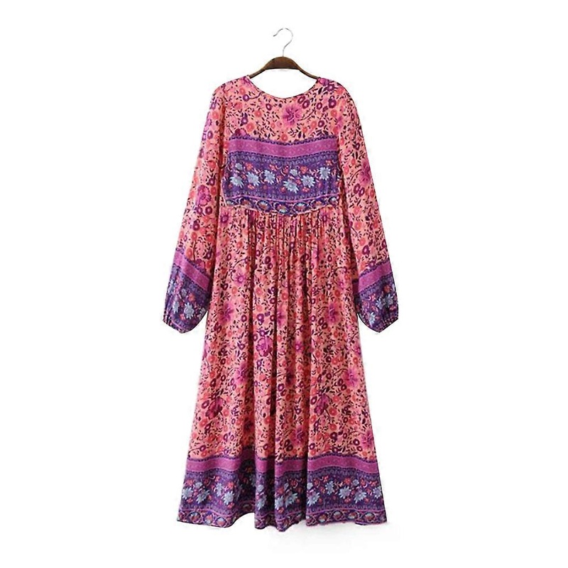 Women Vintage Floral Dress Bohemian Style High Waist Cool in Summer Beach Print 1Pcs | Fruugo SG