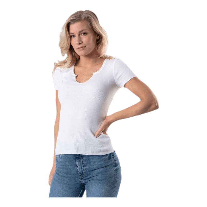 Vicky Rib Ss Dnm Tee Qyt White