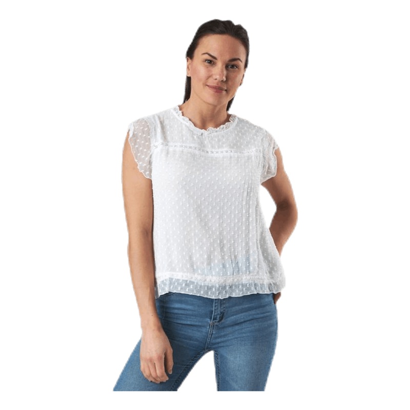 Flora Capsl Top Wvn White|34|36|38|40|42