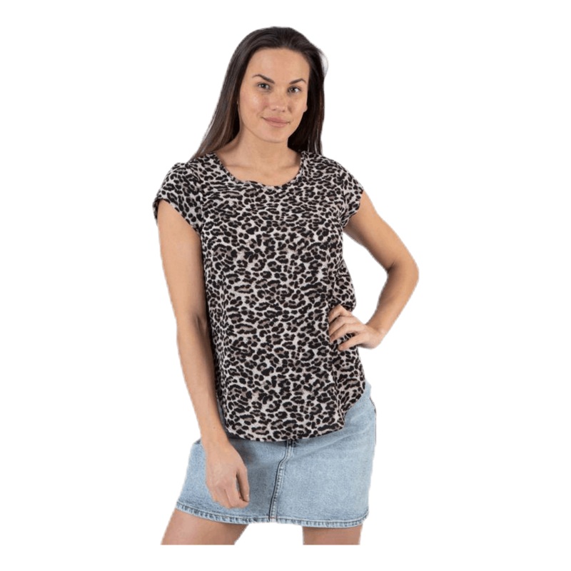 Vic Ss Aop Top Wvn Beige|34|36|38|40|42|44