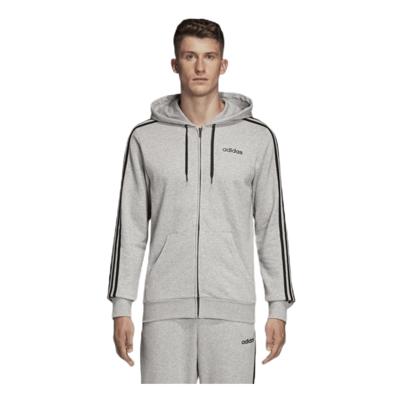 Essentials 3 Stripes Fullzip French Terry Medium Grey Heather / Black