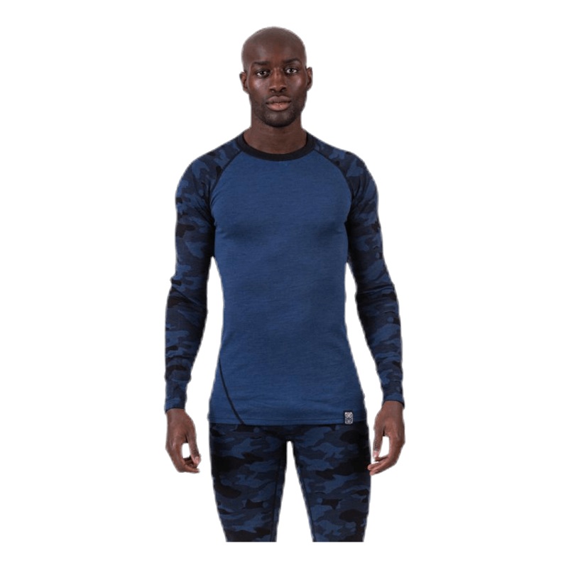 Camo Merino Wool Crew Blue|S|M|L|XL