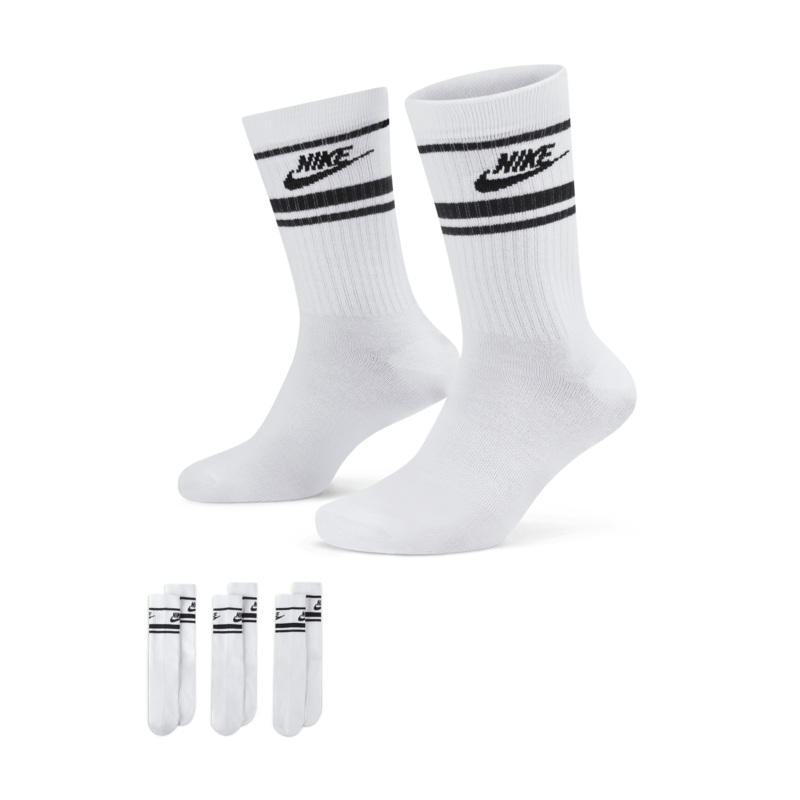 Sportswear Everyday Essential Crew Socks (3 Pairs) WHITE/BLACK/BLACK