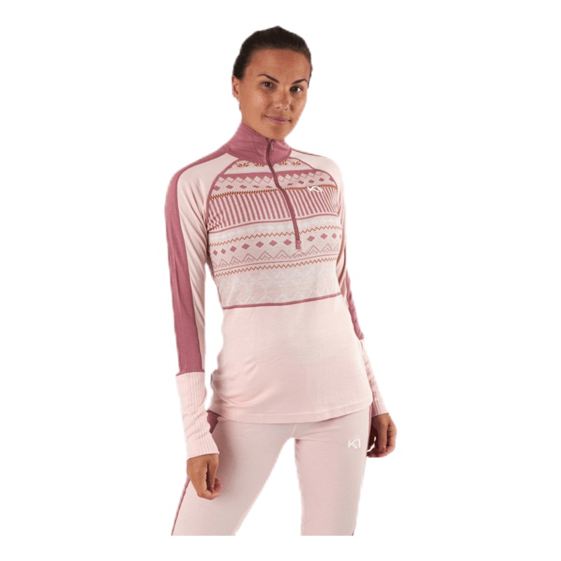 Perle Half-Zip Shirt Pink|S|M|L|XL