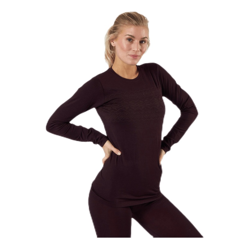 Yalia Seamless Wool Print L-S Baselayer Purple