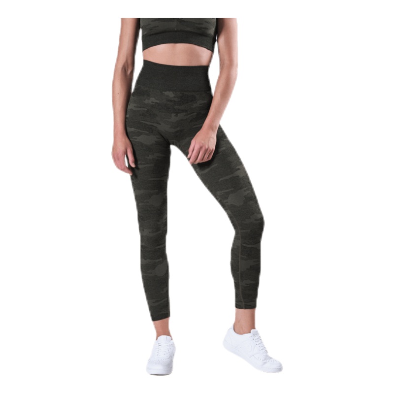 Fitness Seamless Tights 7/8 Patterned/Green