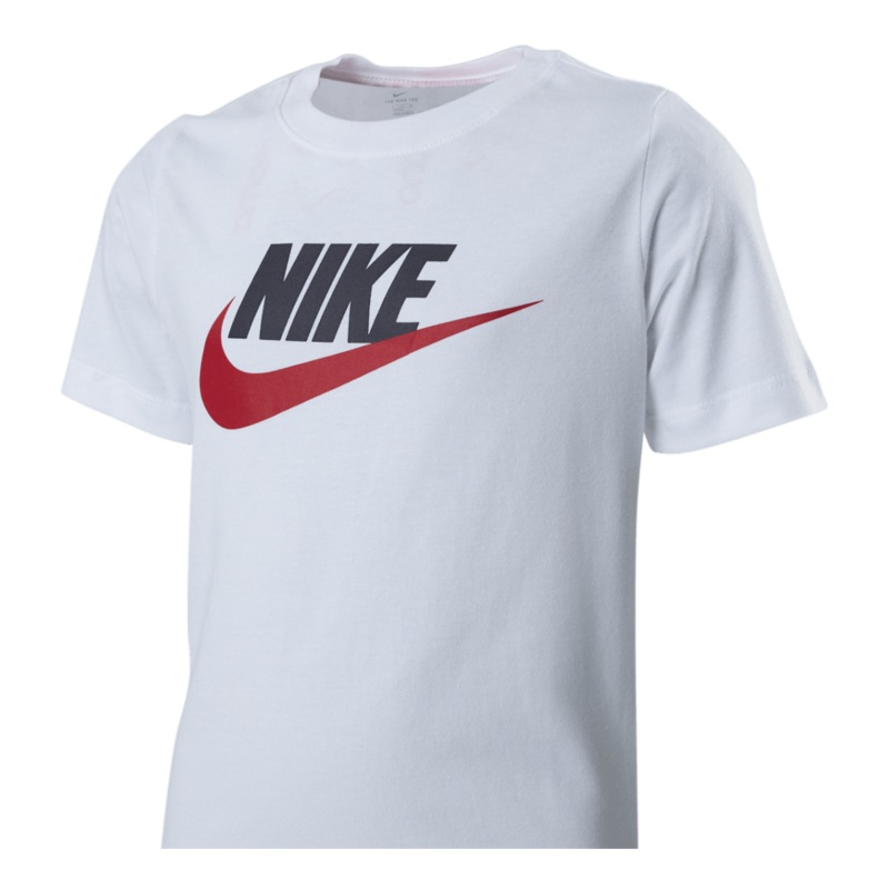 Sportswear Big Kids’ Cotton T-Shirt WHITE/OBSIDIAN/UNIVERSITY RED