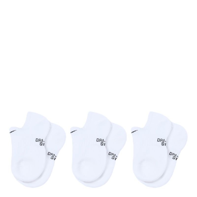 3-Pack Performance Cushion No Show White/Black