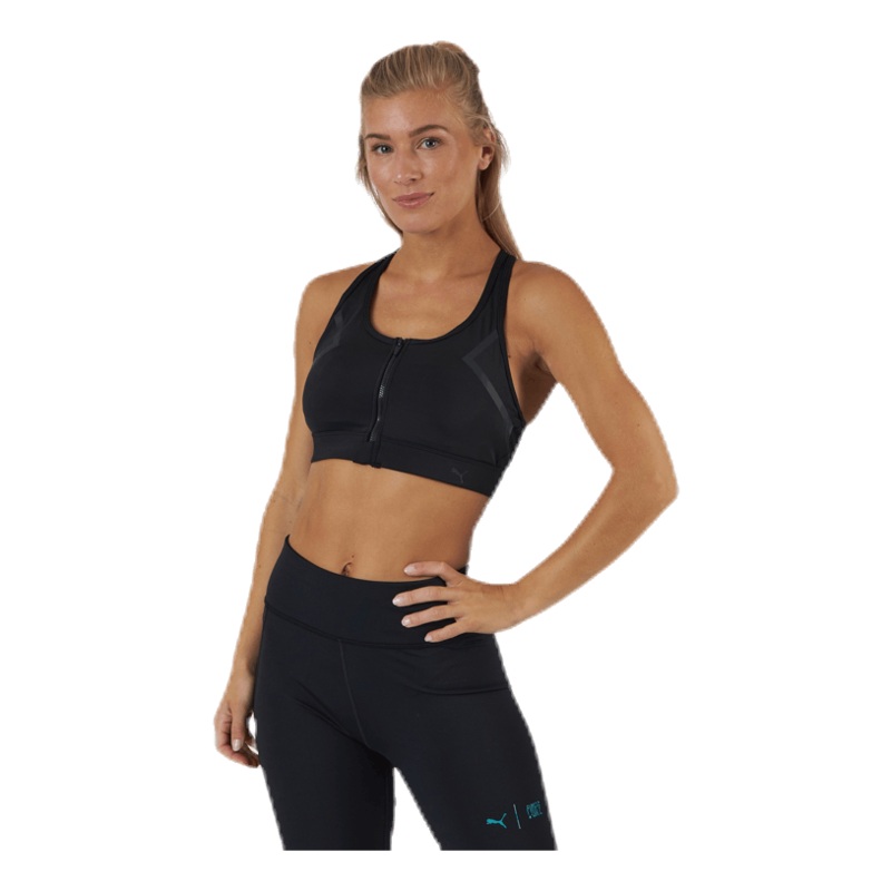 High Impact Front Zip Bra Black