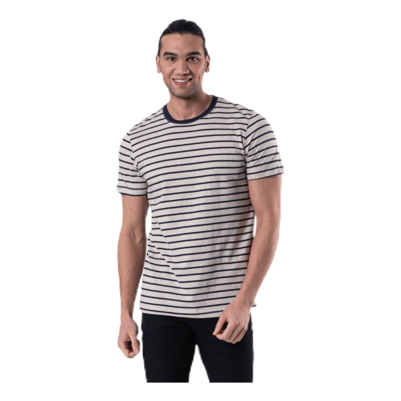 Striped Tee Ss Crew Neck Beige