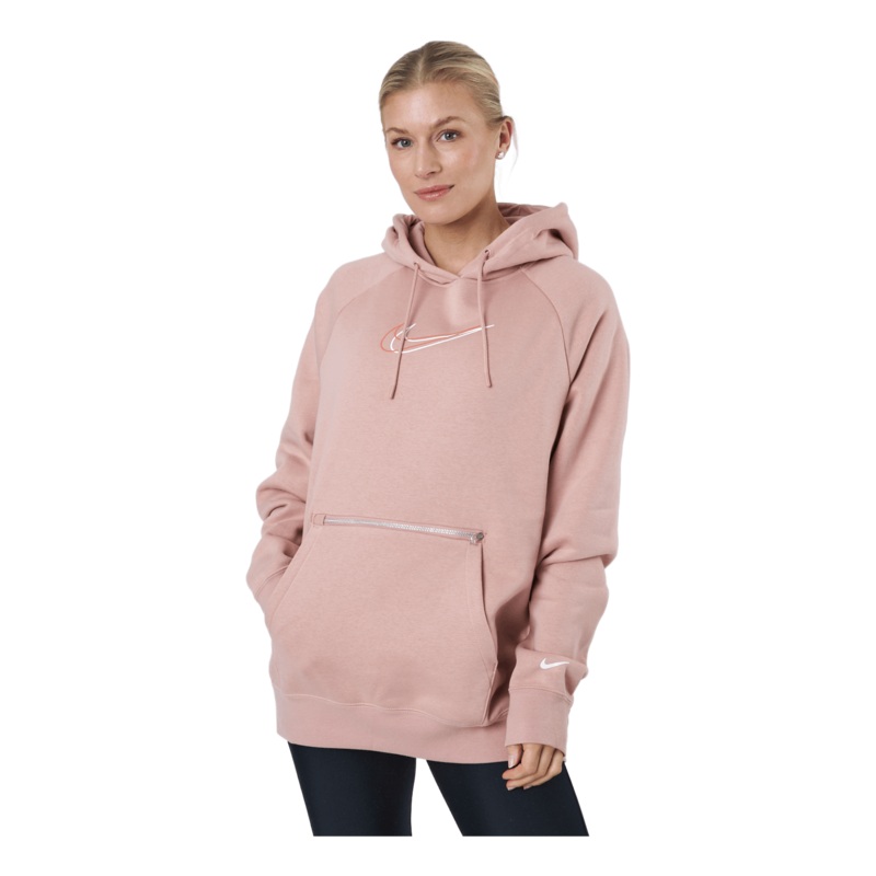 W Nsw Po Hoodie Os Bb Flc Prnt Rose Whisper/white