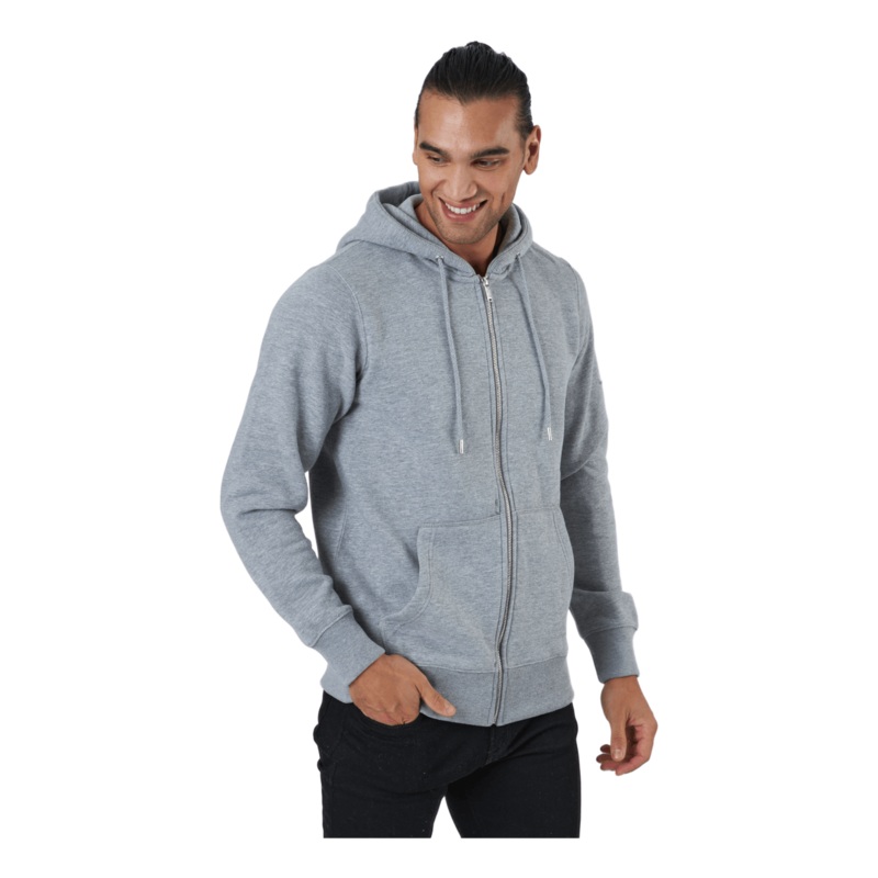 Jjesoft Basic Sweat Zip Hood Light Grey Melange