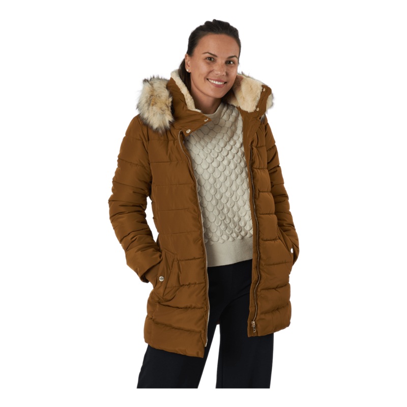 Onlcamilla Hood Fur Coat Otw Breen