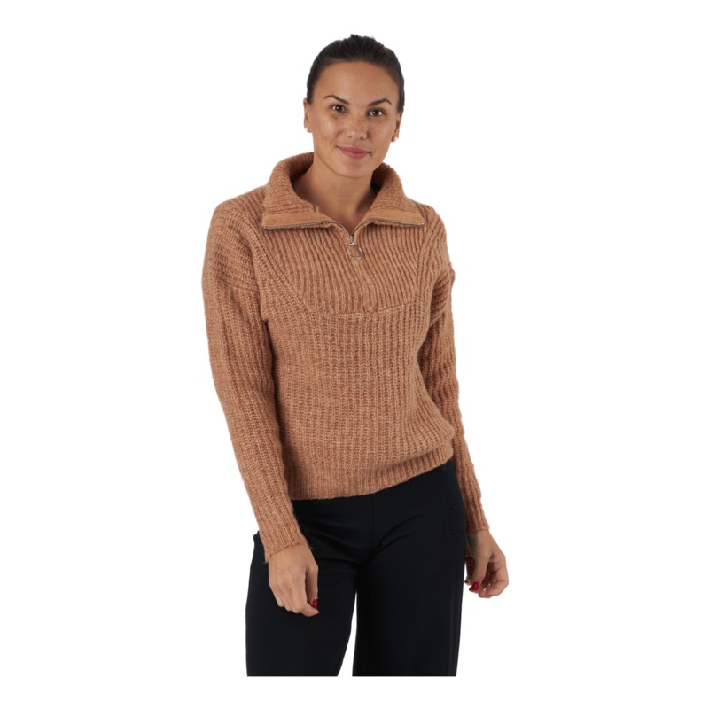 Onlemily Life L/s Zip Pullover Camel