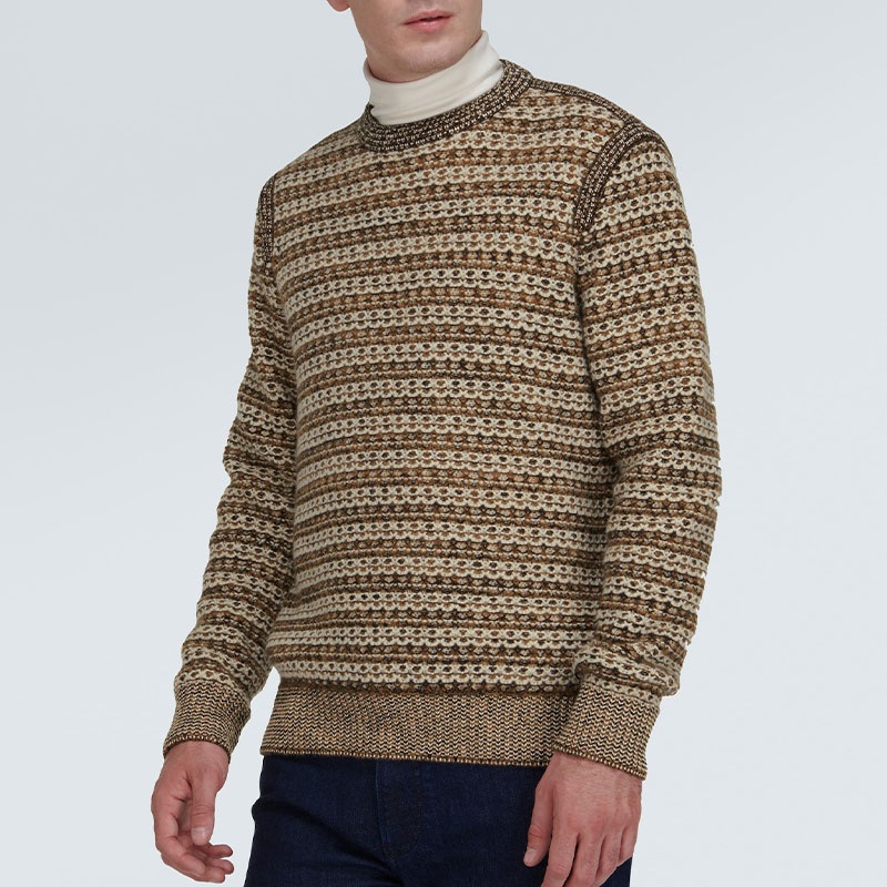 Casual Street Crew Neck Knitted Striped Winter Pullover Men Sweater – Mens Sweater and Striped Sweater price|S, S/M/L/Customized Size