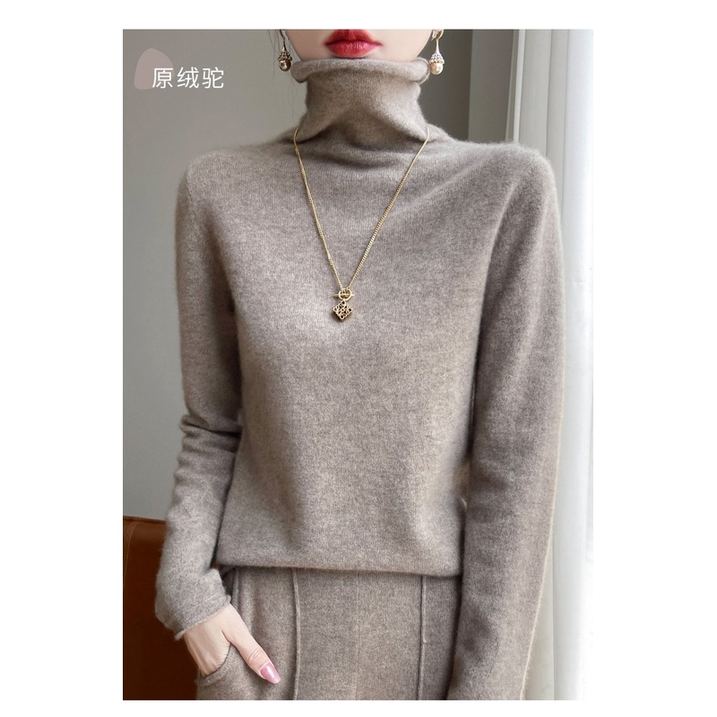 High Collar Women Wool Sweater Long Sleeve Tight Slim Wholesale Various Colors Lady Top – White and Black price|S-XXXL,Customizable