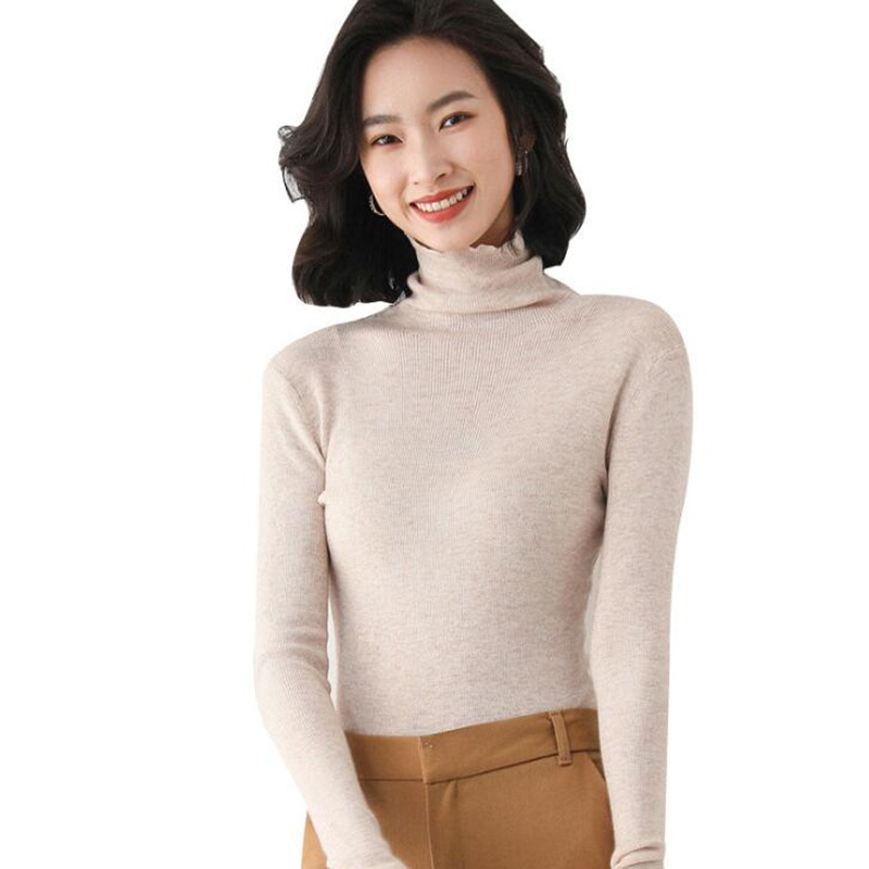 Spring Women Plain Slim Turtleneck Casual Elastic Knit Pullover Sweater – Autumn Winter Sweater Top and Fashion Sweater price|S, S, M, L, XL, 2XL