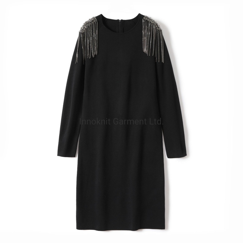 Sweater Ladies Knitted Long Dress with Diamond Rhine Ak20849 – Sweater Dress price|L