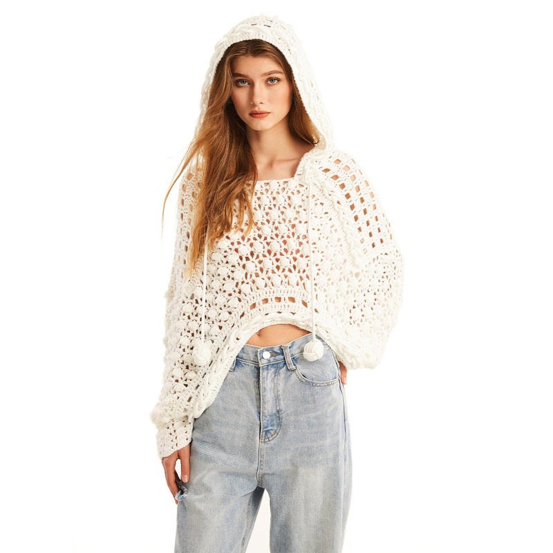 Women Hoody Crochet Dolman Sleeve Fashion Hoodie Sweater Cover-up – Sweatshirts and Women Clothing price|S
