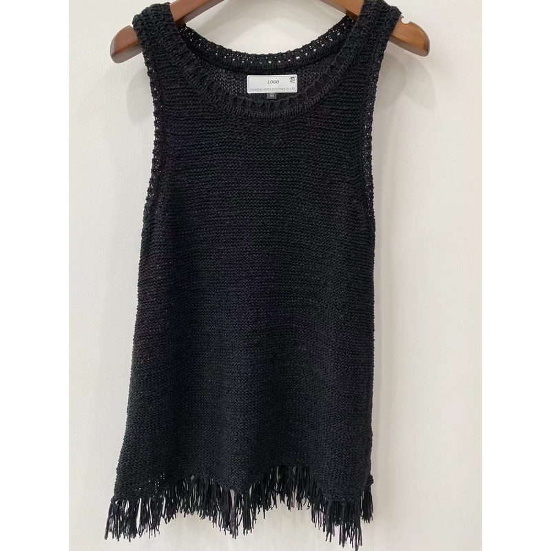 Women Sleeveless Vest Polyester Fringed Pullover Knitwear Sweaters – Sweater Jumper and Sudaderas price|S