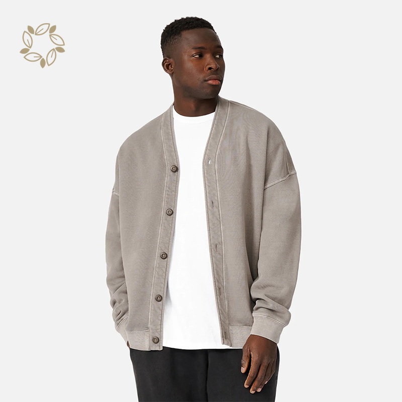 100% Organic Cotton Terry Cardigan Eco Friendly French Terry Cardigan for Men Sustainable Button Front Closure Clothes – Sweater and Cardigan Men price|S
