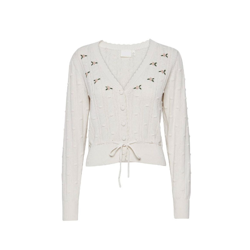 Cassical Fashion V-Neck Bandage Knitting Cardigan 100% Cotton Patterned Sweater – Sweater and Ladies Sweater price|S