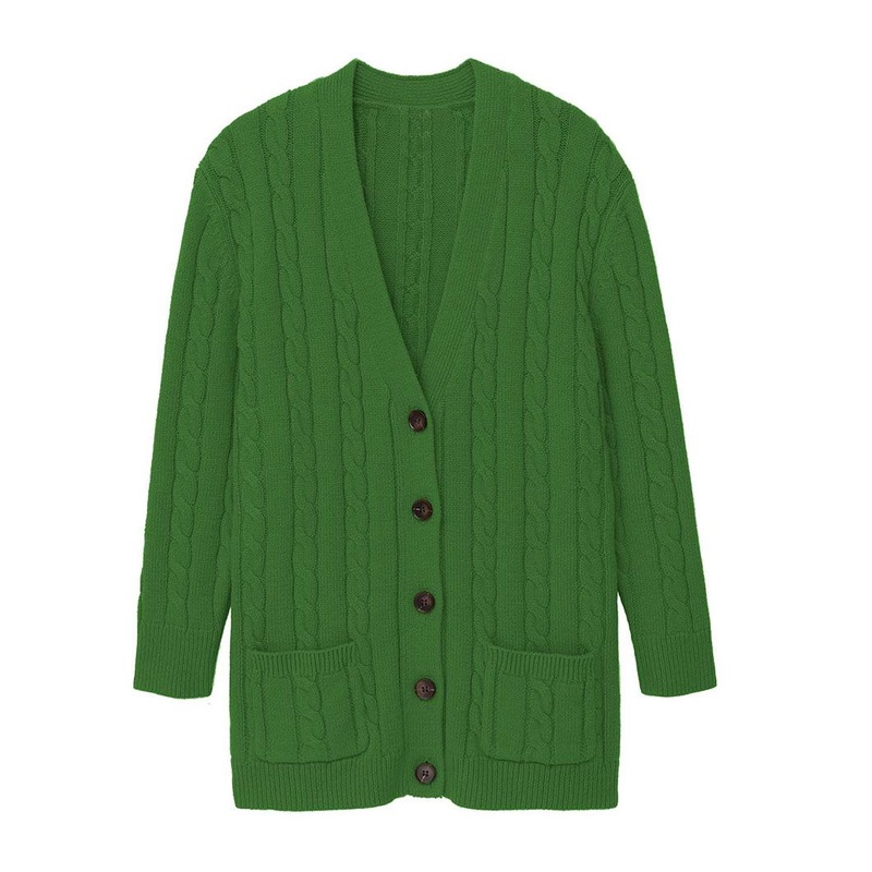 Green Cable Stitch Cardigan Sweater Knitted Sweater Women Clothing – Knitting Sweater and Cardigan Sweater price|S