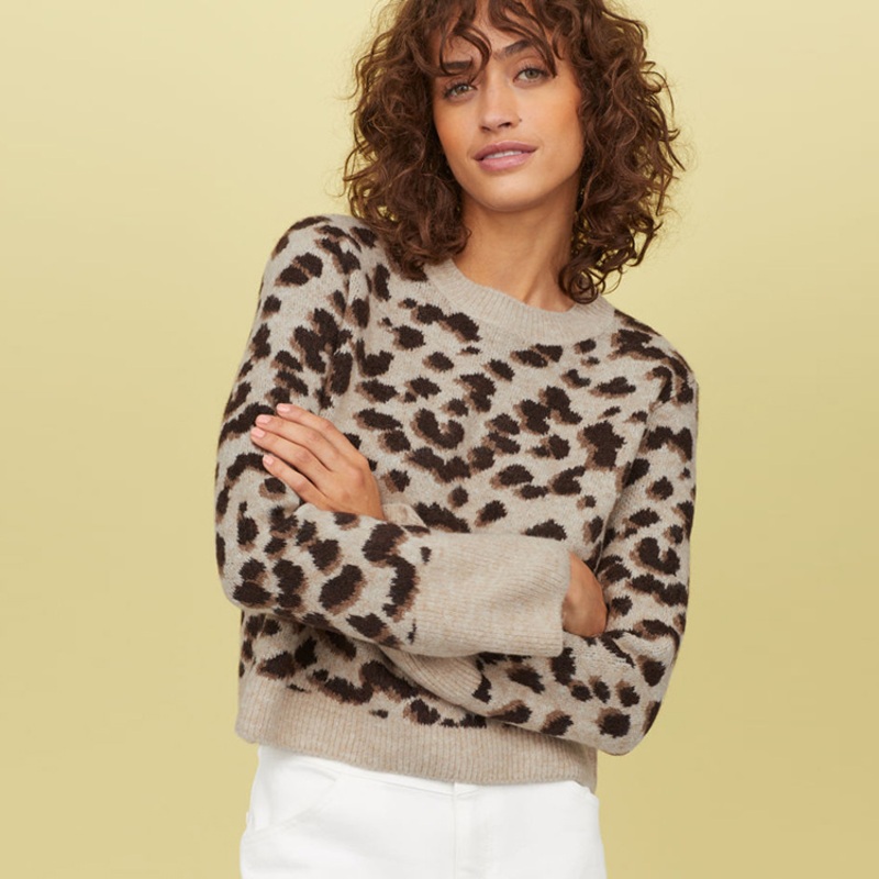 Jacquard-Knit Leopard Custom Knitting Sweater – Women and Jacquard-Knit price|S