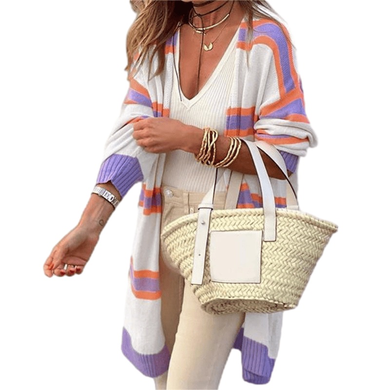 Ladies Long Coat Summer Thin Sweater Casual Knit Women Cardigan – Ladies Sweater and Striped Sweater price|S/M/L/Customized Size