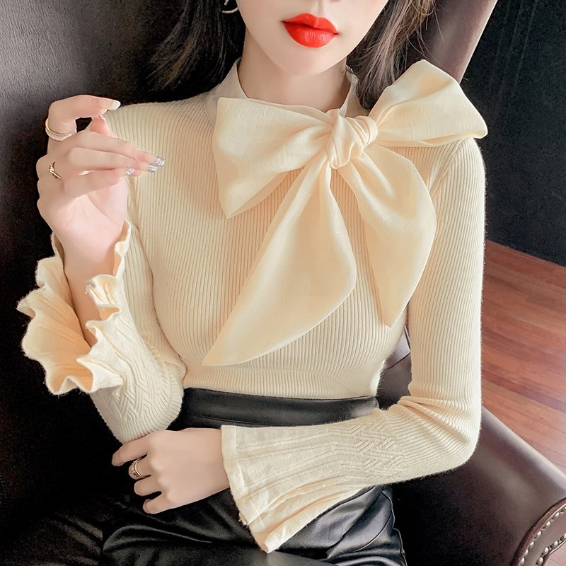 Turtleneck Big Bow-Tie New Fashion Winter Open Sleeve Women Sweater – Garment and Ladies Sweater price|S