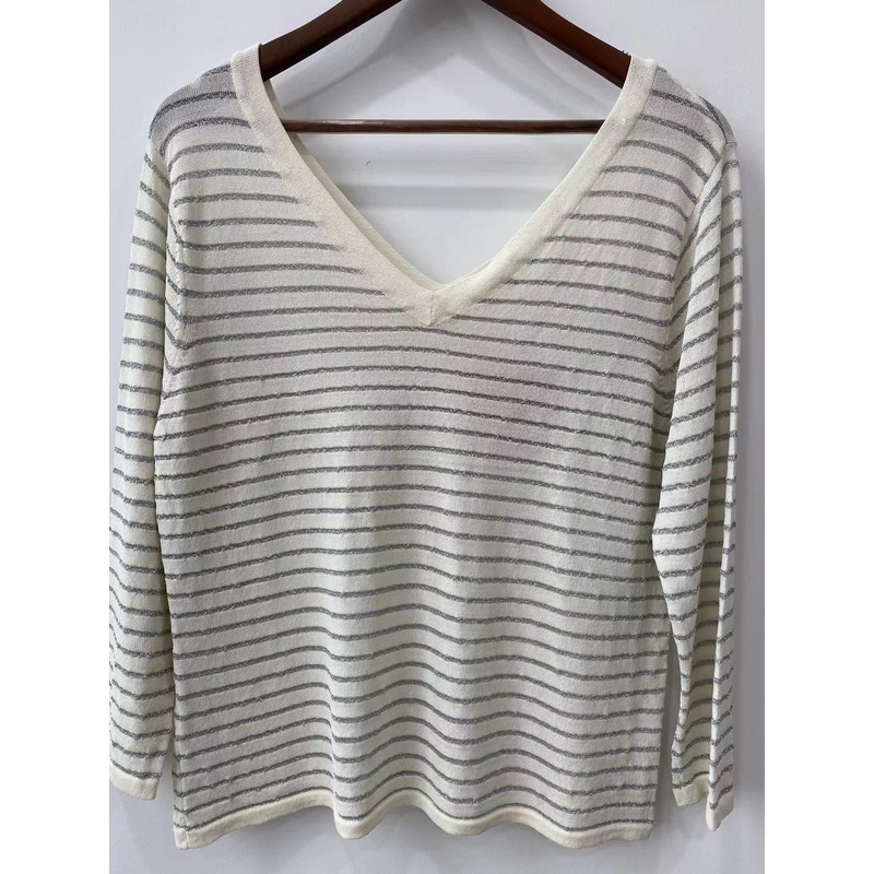 Women Striped Deep V-Collar Polyester Viscose Pullover Knitwear Sweaters – Sweater Jumper and Sudaderas price|S