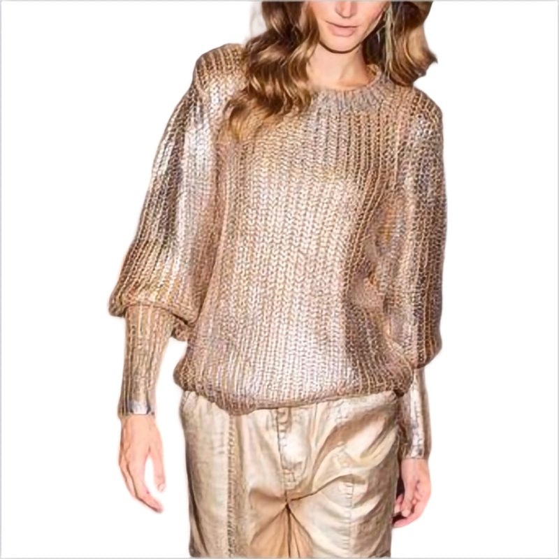 Womens Clothing Metallic Knit Top Custom Ladies Pullover Sweater – Ladies Sweater and Customized Factory Sweaters price|S, S/M/L/Customized Size