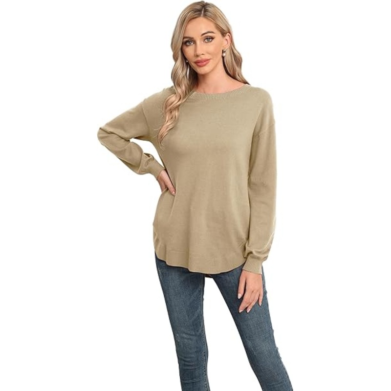 Womens Long Sleeve Jumpers Lightweight Crew Neck Sweater Tops Casual Soft Knit Pullover for Ladies – Knitwear Pullover and Soft Warm price|M