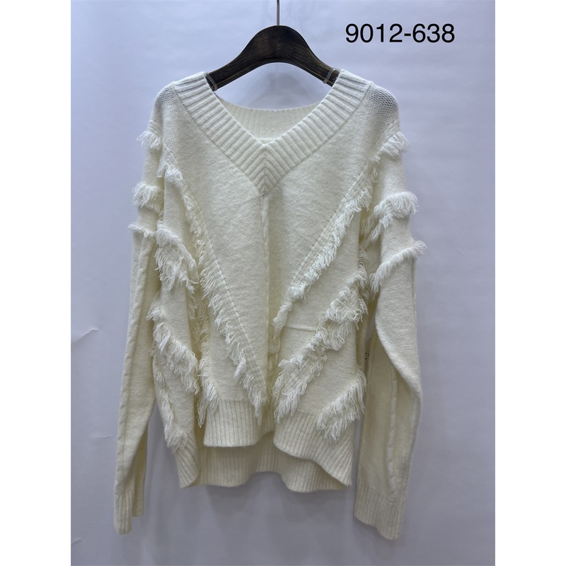 Womens V-Neck Sweet Style Sweater Womens Soft Waxy White Knitted Pullovers Coat in Autumn and Winter – Knitted Pullovers and Sweater price|S
