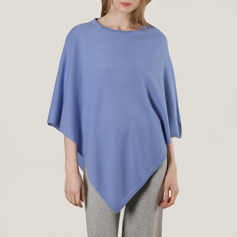 Cashmere Plain Knit Classic Poncho in Blue – Cashmere Poncho and Cashmere Knit Poncho price