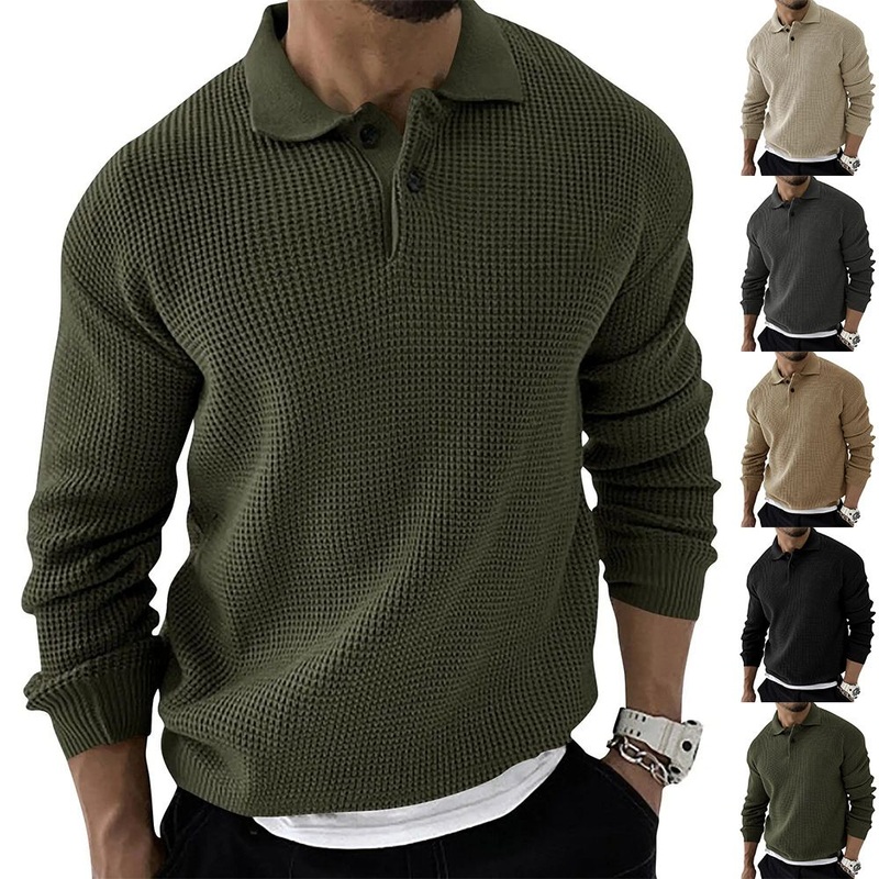 Custom Fashion Lapels Top Autumn Long Sleeve T-Shirt Sweater Sweatshirt Slim Fit Sweater Men Pullover – Hoodies and Sweater price|S