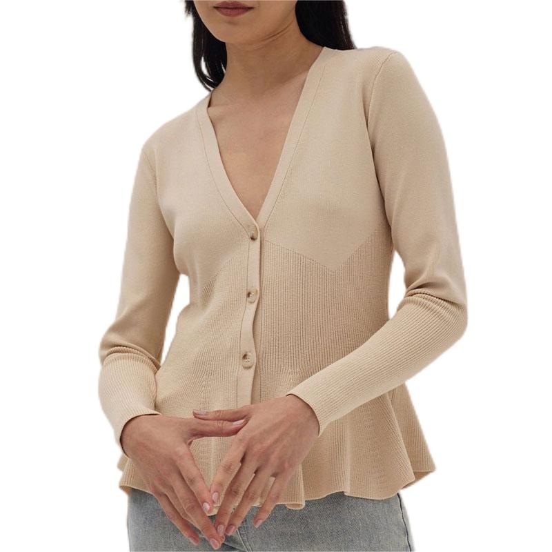 Custom Ladies Knitwear Elegant Ladies Knit Top V-Neck Button Sweater Women Cardigan – Customized Factory Sweaters and Custom Ladies Knitwear price|S/M/L/Customized Size